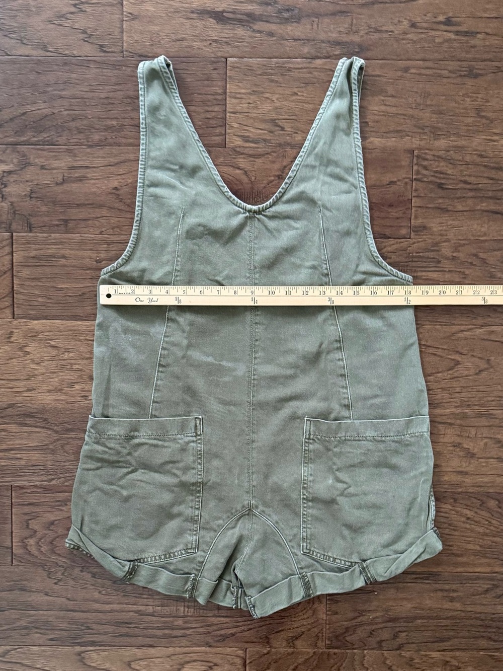 Free People High Roller Cotton Shortall Romper Mosstone Olive Green Size Small - Picture 2 of 8